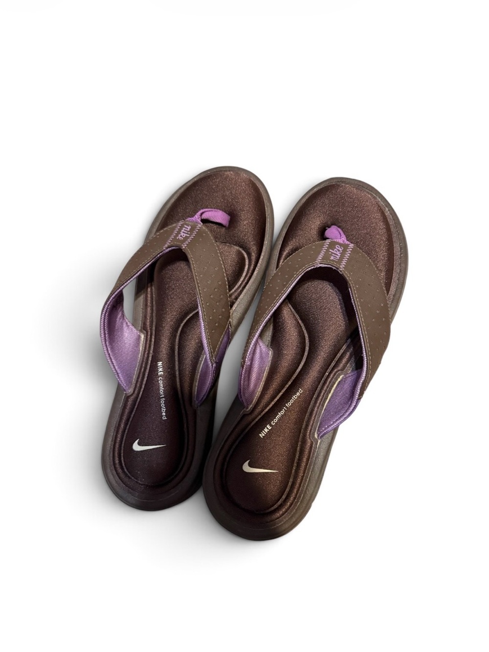 Nike Women’s Brown & Purple Cushioned Thong Sandals